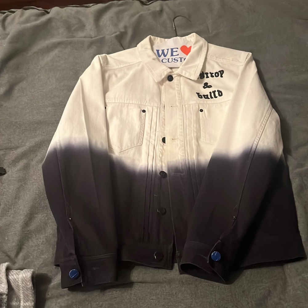 Two Tone Denim Jacket black and blue and white